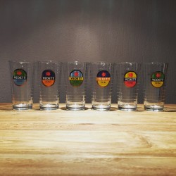 Set of 6 Vedett  glasses with facets & color logo