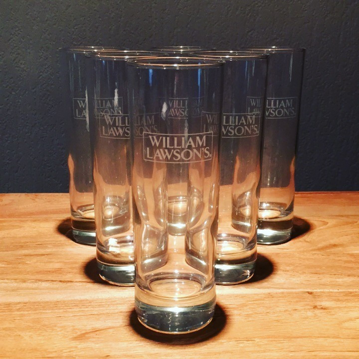 Glass William Lawson’s highball 22cl witte logo