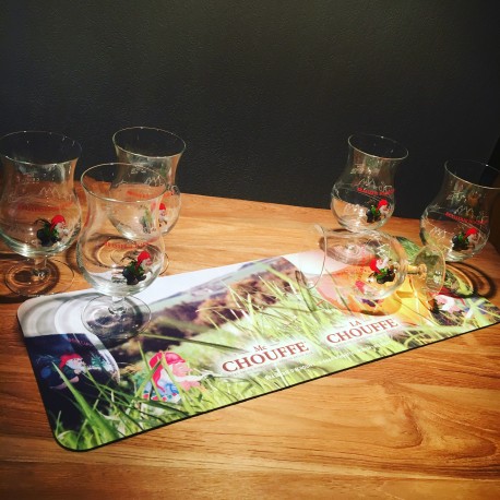Lot Tapis de bar + 6 verres bière Chouffe Lot Tapis de bar + 6 verres bière Chouffe