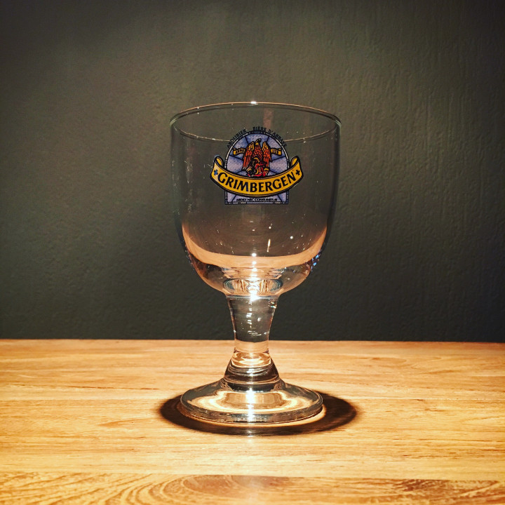 Verre bière Grimbergen logo bleu galopin