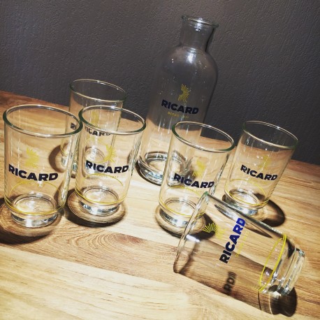 Lot Ricard Lehanneur 1 carafe + 6 verres