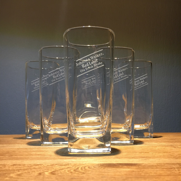 Glass Johnny Walker highball square model 2