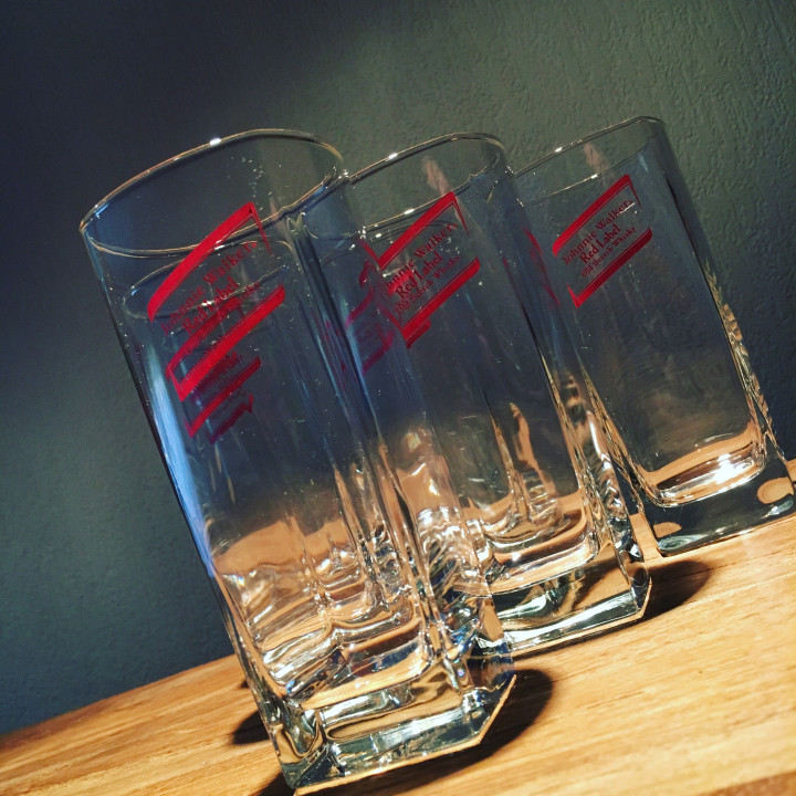 Glass Johnny Walker highball square model 3