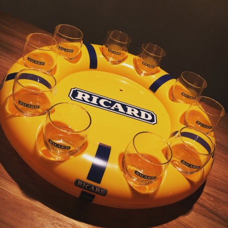 Tray Ricard pool buoy + 10 glasses