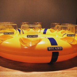 Tray Ricard pool buoy + 10 glasses