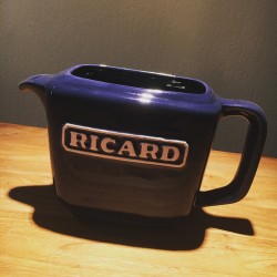 Pitcher bright blue rectangular ceramic Ricard