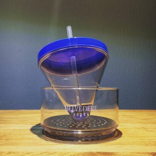 Glass Belvedere vodka cocktail cup blue