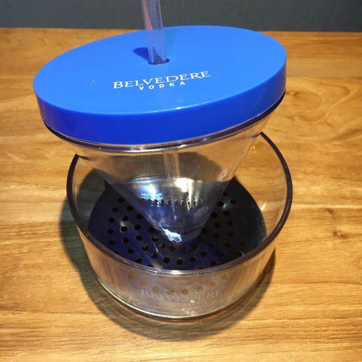 Glass Belvedere vodka cocktail cup blue