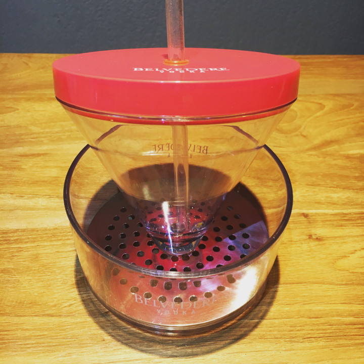 Glass Belvedere vodka cocktail cup red