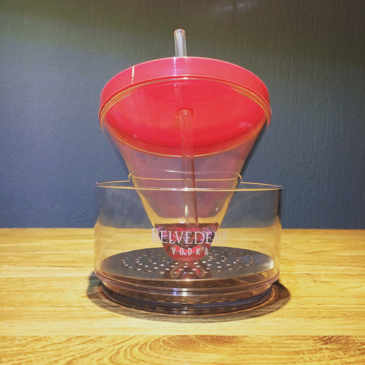 Glass Belvedere vodka cocktail cup red