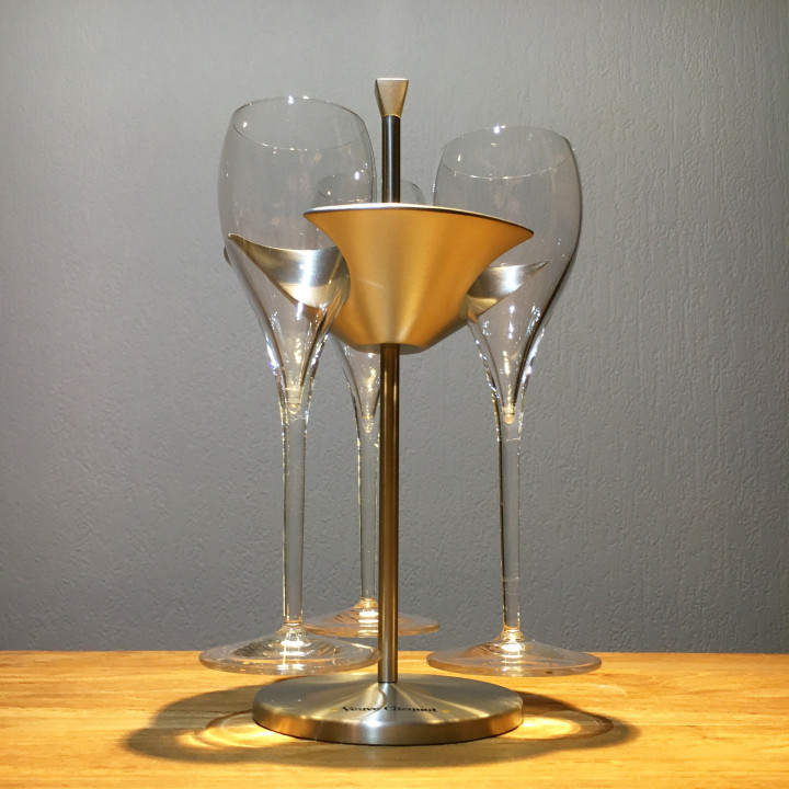 Glassholder Veuve Clicquot prestige inox + 3 flûtes