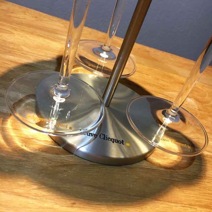 Glassholder Veuve Clicquot prestige inox + 3 flûtes