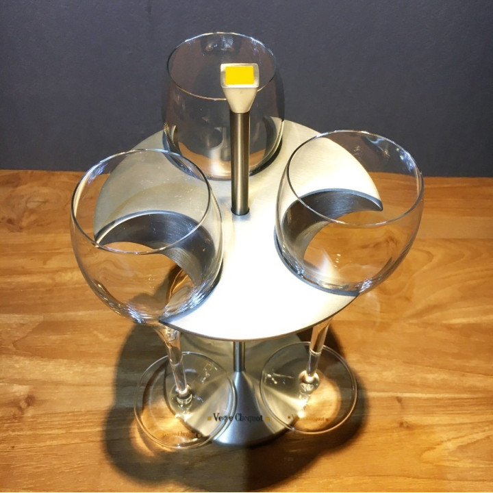 Glassholder Veuve Clicquot prestige inox + 3 flûtes
