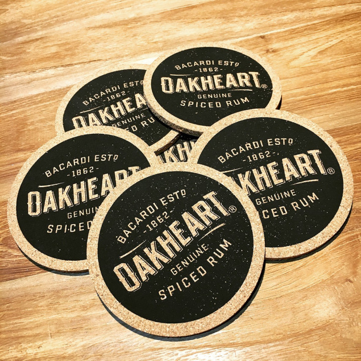 Cork coaster Bacardi Spiced Oakheart x6