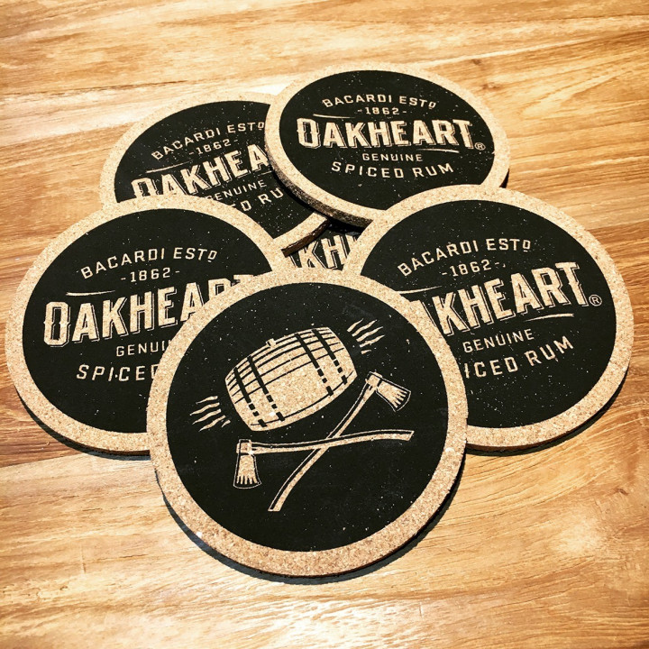 Cork coaster Bacardi Spiced Oakheart x6