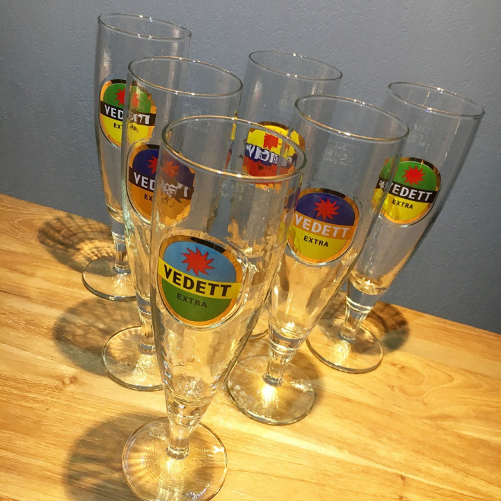 Verre bière Vedett x6 modèle flûte 3