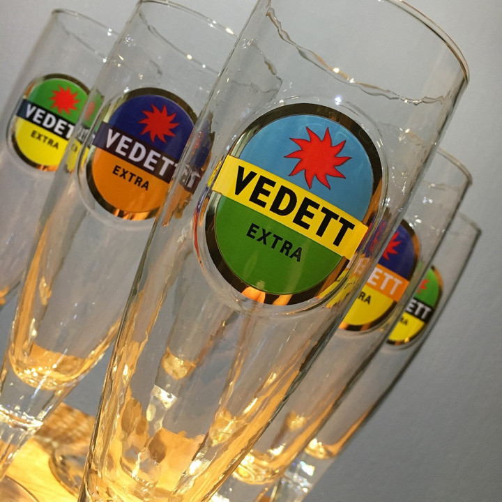 Verre bière Vedett x6 modèle flûte 3