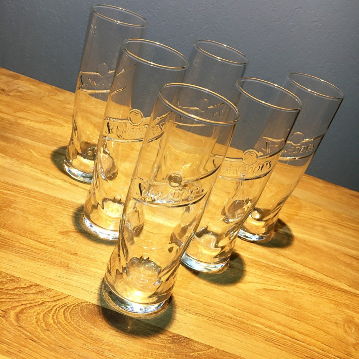 Verre Schweppes long drink embossé