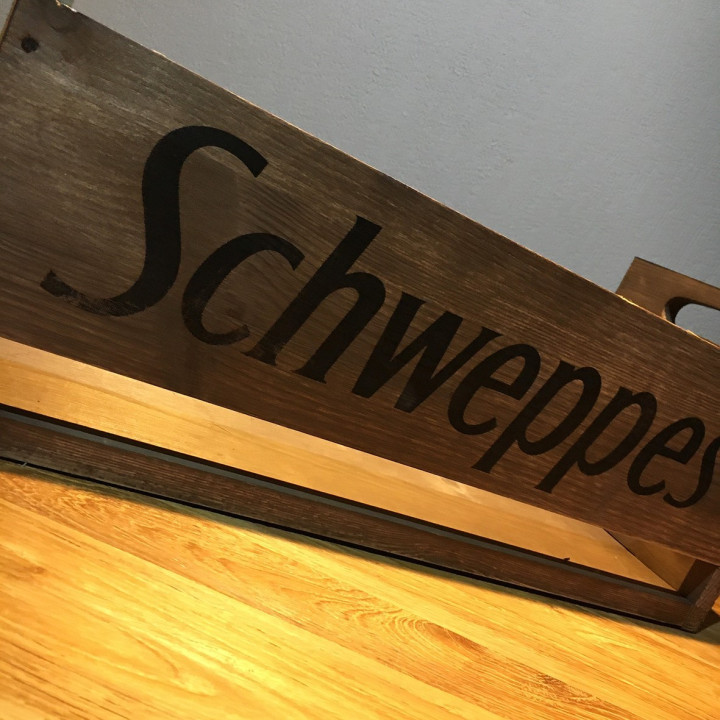 Doos Schweppes in hout