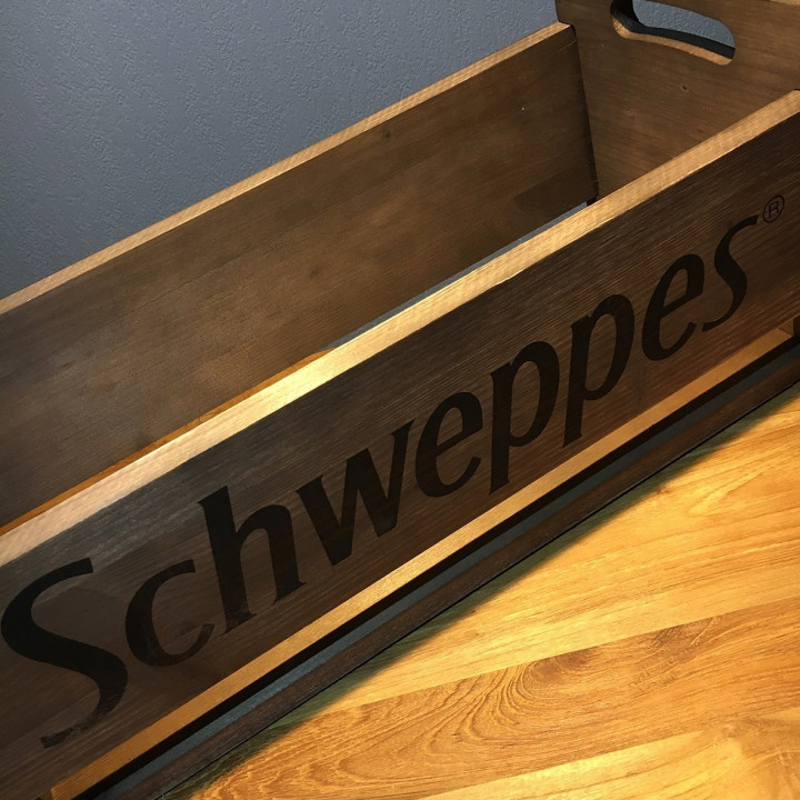 Doos Schweppes in hout