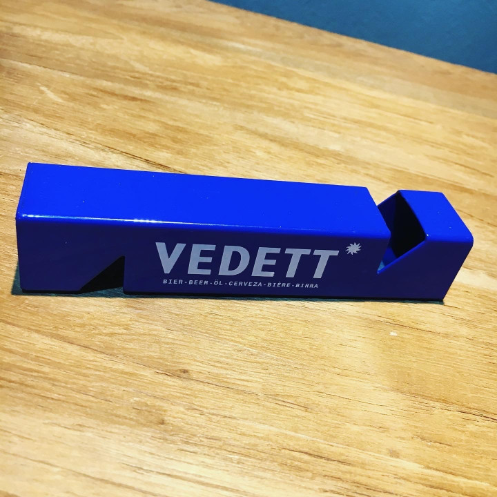 Flessenopener Vedett blauw