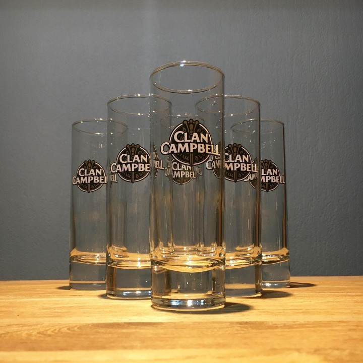 Glas Clan Campbell long drink 22cl gouden logo