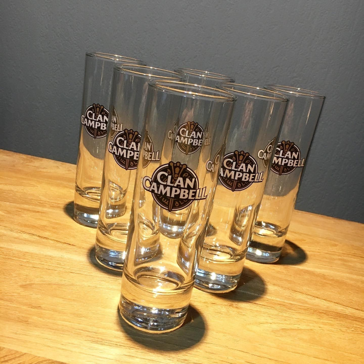 Glas Clan Campbell long drink 22cl gouden logo