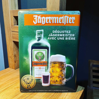 Metalen Plaat Jägermeister Degustez avec une bière