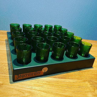 Tray square meter Jägermeister + 25 glasses